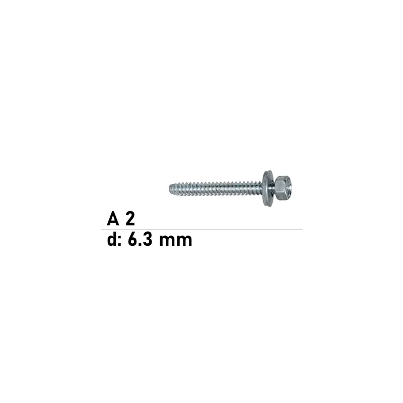 Abverkauf Art. 9098 A2 BZ 6,3X260 Fassadenbauschrauben mit Zapfen Dichtscheibe 22 mm - 100 Stück