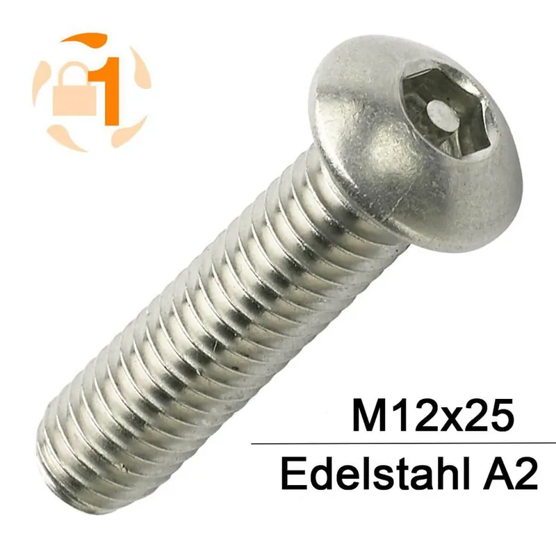 Angebot Sicherheitsschrauben Pin-Hexagon - M12x25 - Halbrundkopf - Pin-Hex - A2 - 100 Stück
