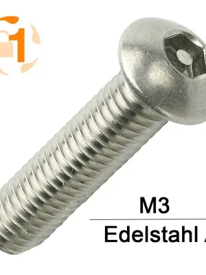 Abverkauf Sicherheitsschrauben Pin-Hexagon - M3x20 - Halbrundkopf - Pin-Hex - A2 - 100 Stück