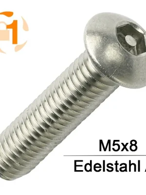 Top-Seller Sicherheitsschrauben Pin-Hexagon - M5x8 - Halbrundkopf - Pin-Hex - A2 - 100 Stück
