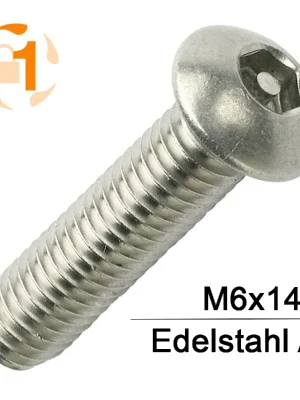 Zertifiziert Sicherheitsschrauben Pin-Hexagon - M6x14 - Halbrundkopf - Pin-Hex - A2 - 100 Stück