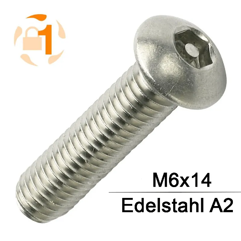 Zertifiziert Sicherheitsschrauben Pin-Hexagon - M6x14 - Halbrundkopf - Pin-Hex - A2 - 100 Stück