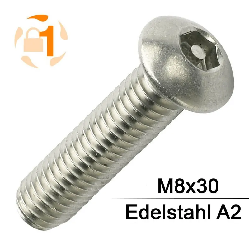 Bestseller Sicherheitsschrauben Pin-Hexagon - M8x30 - Halbrundkopf - Pin-Hex - A2 - 100 Stück