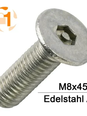 Ausverkauf Sicherheitsschrauben Pin Hexagon - M8x45 - Senkkopf - Pin-Hex - A2 - 100 Stück