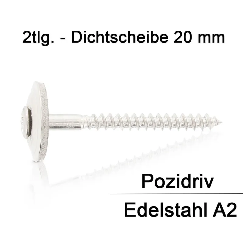 Begrenztes Angebot Spenglerschrauben - 4,5x55 - PZ2 - 2tlg - 20mm Dichtscheibe - Edelstahl A2 - 100 Stück
