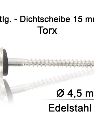 Abverkauf Spenglerschrauben - 4,5x55 - TX20 - 3tlg - 15mm Dichtscheibe - Edelstahl A2 - 100 Stück