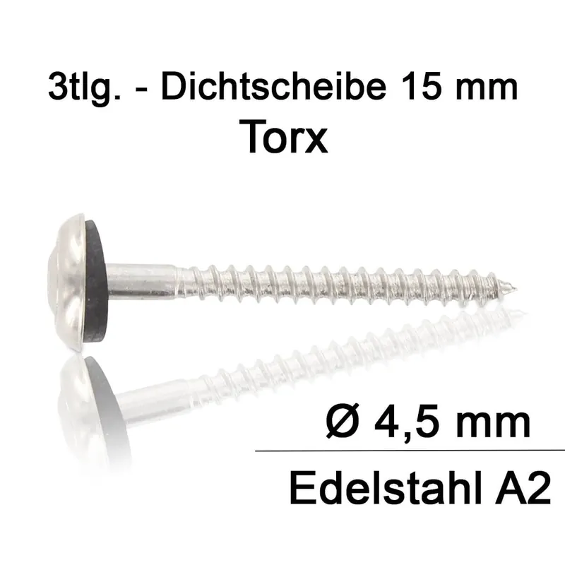 Abverkauf Spenglerschrauben - 4,5x55 - TX20 - 3tlg - 15mm Dichtscheibe - Edelstahl A2 - 100 Stück
