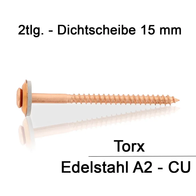 Art. 9287 A2-Cu 5,0X200 TX25 - Spenglerschrauben 2tlg. mit Dichtscheibe 15 mm - 100 St Günstig