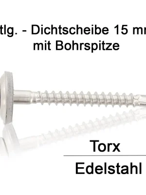Angebot Spenglerschrauben - 4,5x35 - TX20 - 2tlg - 15mm Dichtscheibe - Bohrspitze - Edelstahl A2 - 200 Stück