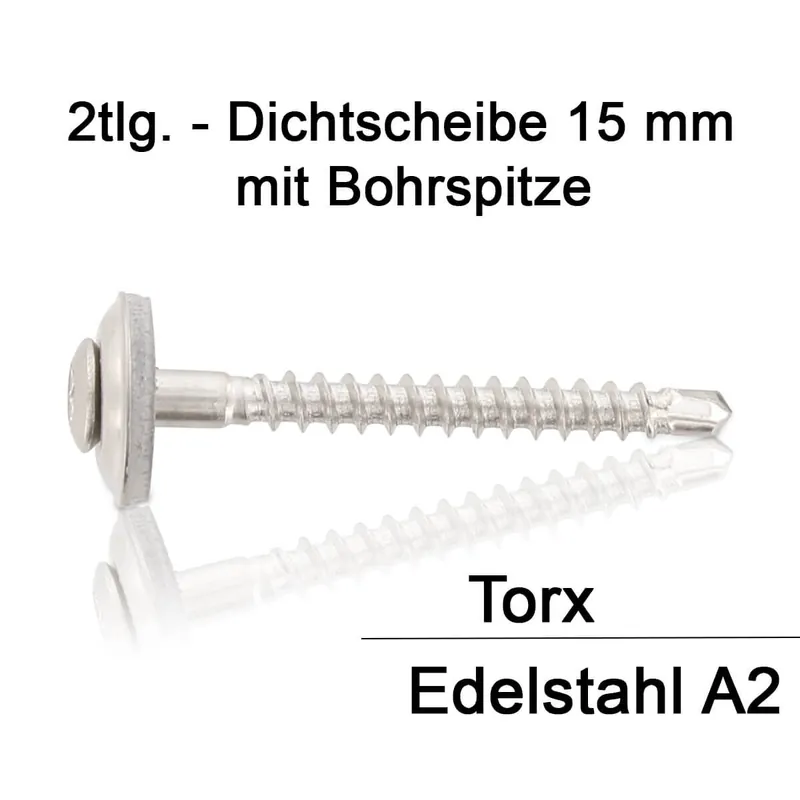 Angebot Spenglerschrauben - 4,5x35 - TX20 - 2tlg - 15mm Dichtscheibe - Bohrspitze - Edelstahl A2 - 200 Stück