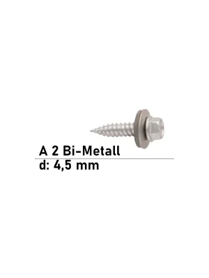 Art. 9505 A2/CV 4,5X25 DS 14 mm - Bi-Metall Dünnblechschrauben, Bohrleistung 2 mm - 100 St Geprüft
