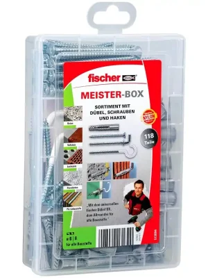 Fischer MeisterBox UX + Schrauben + Haken 118tlg Nur Heute