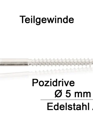 Beliebt Holzschrauben DIN 7997 - 5x80 mm - Senkkopf - Pozidrive - A2 - 100 Stück