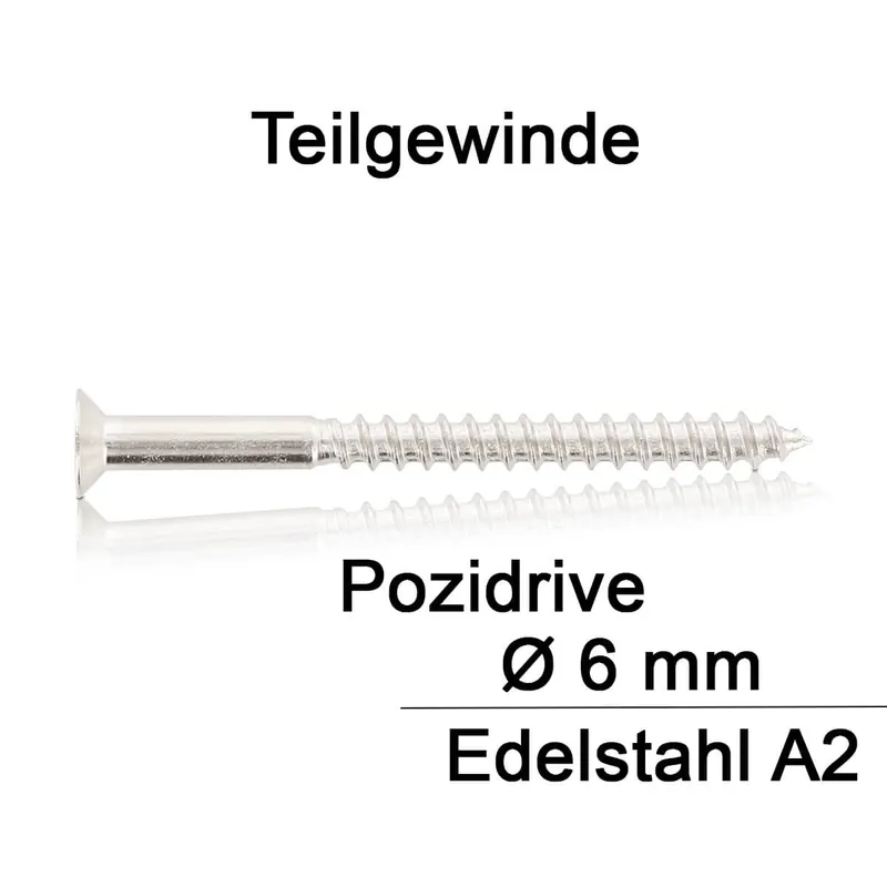 Knallerangebot Holzschrauben DIN 7997 - 6x30 mm - Senkkopf - Pozidrive - A2 - 200 Stück