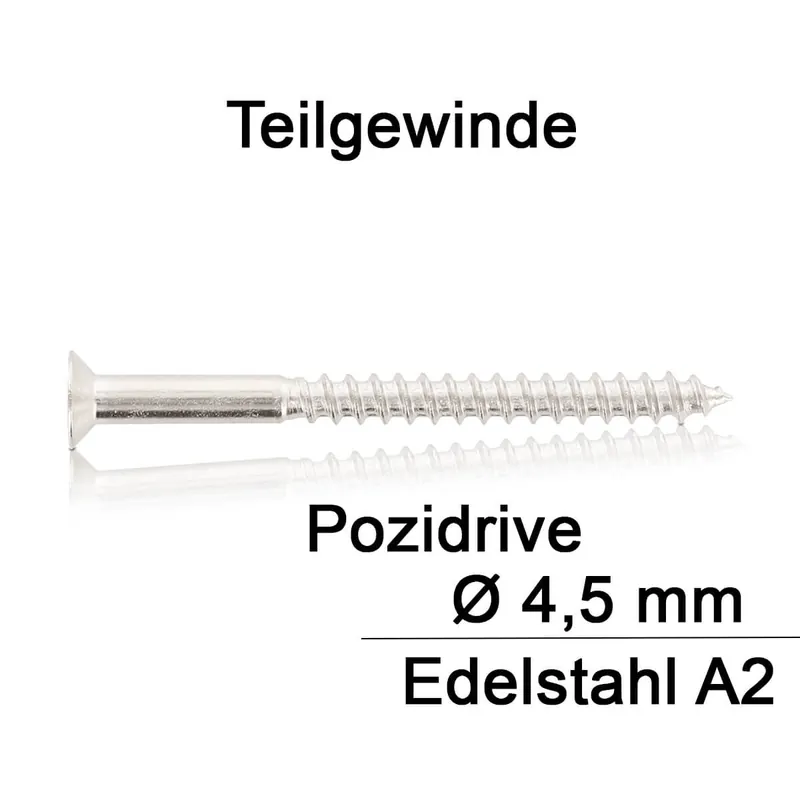 Aktuell Holzschrauben - DIN 7996 - 4,5x25 - Rundkopf - Kreuzschlitz - A2 - 200 Stück