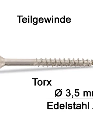 Versand Am Gleichen Tag Spanplattenschrauben - 3,5x45 - Senkkopf - Torx - Teilgewinde - A2 - 200 Stück