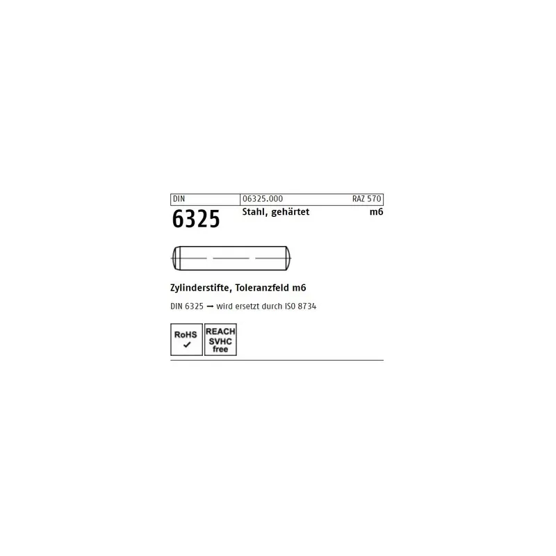 Echt DIN 6325 Zylinderstifte Stahl 8x24 50St.
