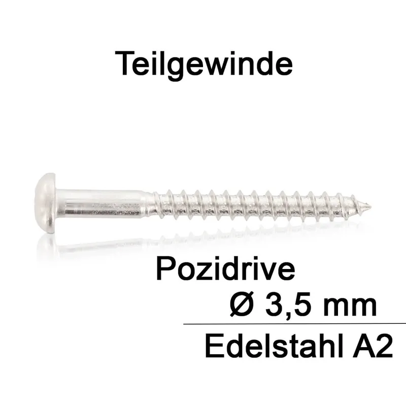Holzschrauben - DIN 7996 - 3,5x35 - Rundkopf - Kreuzschlitz - A2 - 200 Stück Aktuell