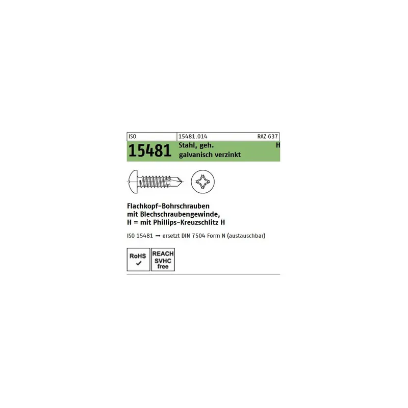 Top-Seller ISO 15480 Bohrschraube - verzinkt - PH - Form N - 6,3x16 - 500 Stück