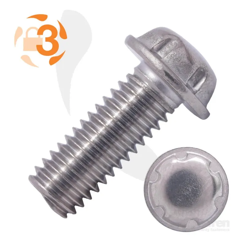 Echt Sicherheitsschraube System Zero - Edelstahl A2 - 6x10 - Flanschkopf - 100 Stück