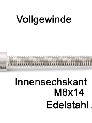 Zylinderschrauben ISO 4762 (=DIN 912) - M8x14 - Innensechskant - Vollgewinde - A2 - 200 Stück Schnäppchen