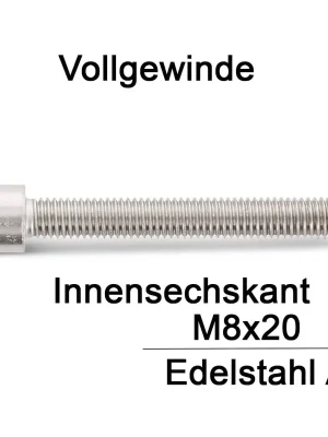 Zylinderschrauben ISO 4762 (=DIN 912) - M8x20 - Innensechskant - Vollgewinde - A2 - 200 Stück Preiswert