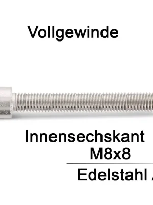 Zylinderschrauben ISO 4762 (=DIN 912) - M8x8 - Innensechskant - Vollgewinde - A2 - 500 Stück Knallerangebot