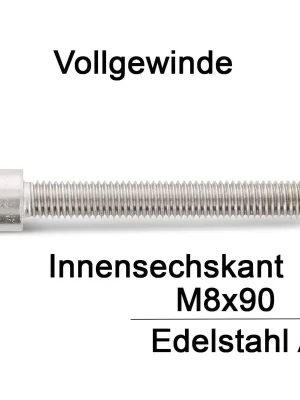 Zylinderschrauben ISO 4762 (=DIN 912) - M8x90 - Innensechskant - Vollgewinde - A2 - 50 Stück Highlight
