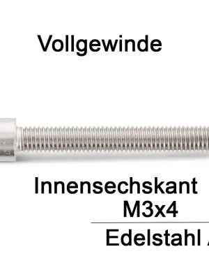 Zylinderschrauben ISO 4762 (=DIN 912) - M3x4 - Innensechskant - Vollgewinde - A2 - 1000 Stück Sofort Bestellen
