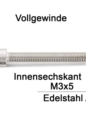 Zylinderschrauben ISO 4762 (=DIN 912) - M3x5 - Innensechskant - Vollgewinde - A2 - 1000 Stück Sale