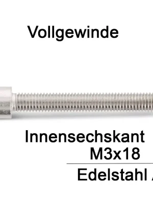 Abverkauf Zylinderschrauben ISO 4762 (=DIN 912) - M3x18 - Innensechskant - Vollgewinde - A2 - 1000 Stück