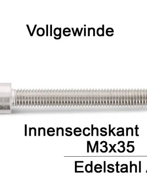 Zylinderschrauben ISO 4762 (=DIN 912) - M3x35 - Innensechskant - Vollgewinde - A2 - 500 Stück Günstig
