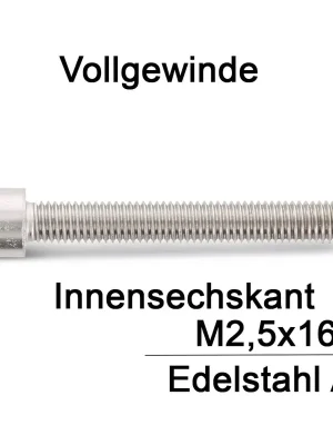 Zylinderschrauben ISO 4762 (=DIN 912) - M2,5x16 - Innensechskant - Vollgewinde - A2 - 1000 Stück Solange Der Vorrat Reicht