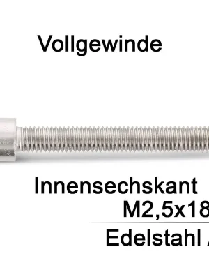 Zylinderschrauben ISO 4762 (=DIN 912) - M2,5x18 - Innensechskant - Vollgewinde - A2 - 1000 Stück Direktkauf