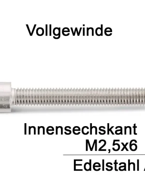 Zylinderschrauben ISO 4762 (=DIN 912) - M2,5x6 - Innensechskant - Vollgewinde - A2 - 500 Stück Saisonangebot