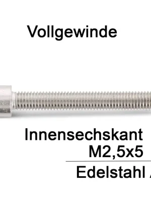 Zylinderschrauben ISO 4762 (=DIN 912) - M2,5x5 - Innensechskant - Vollgewinde - A2 - 500 Stück Ausverkauf