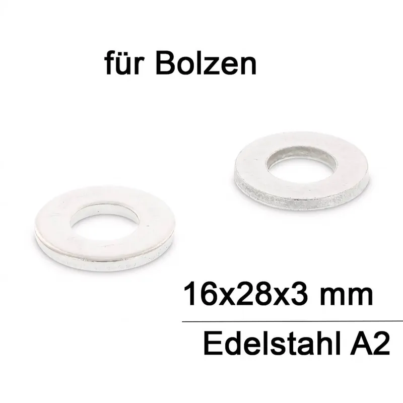 Unterlegscheiben DIN 1440 - M16 - für Bolzen - mittlere Ausführung - A2 - 100 Stück Schneller Versand
