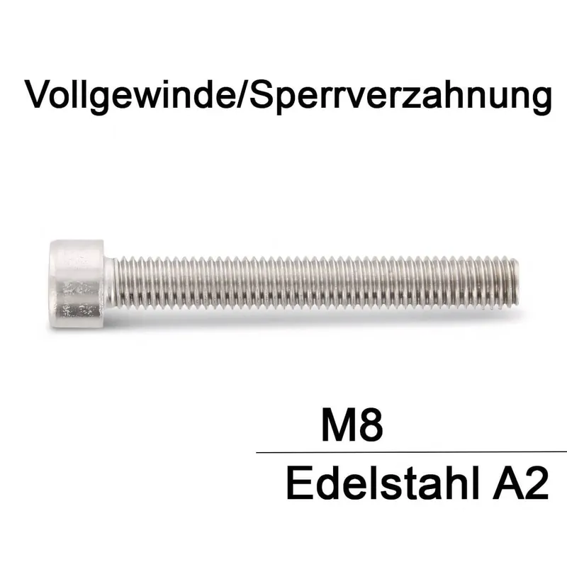 Zylinderschrauben ISO 4762 (=DIN 912) - M8x14 - Sperrverzahnung - ISK - Vollgewinde - A2 - 200 Stück Online Kaufen