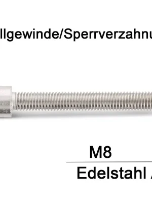 Zylinderschrauben ISO 4762 (=DIN 912) - M8x35 - Sperrverzahnung - ISK - Vollgewinde - A2 - 200 Stück Expressversand