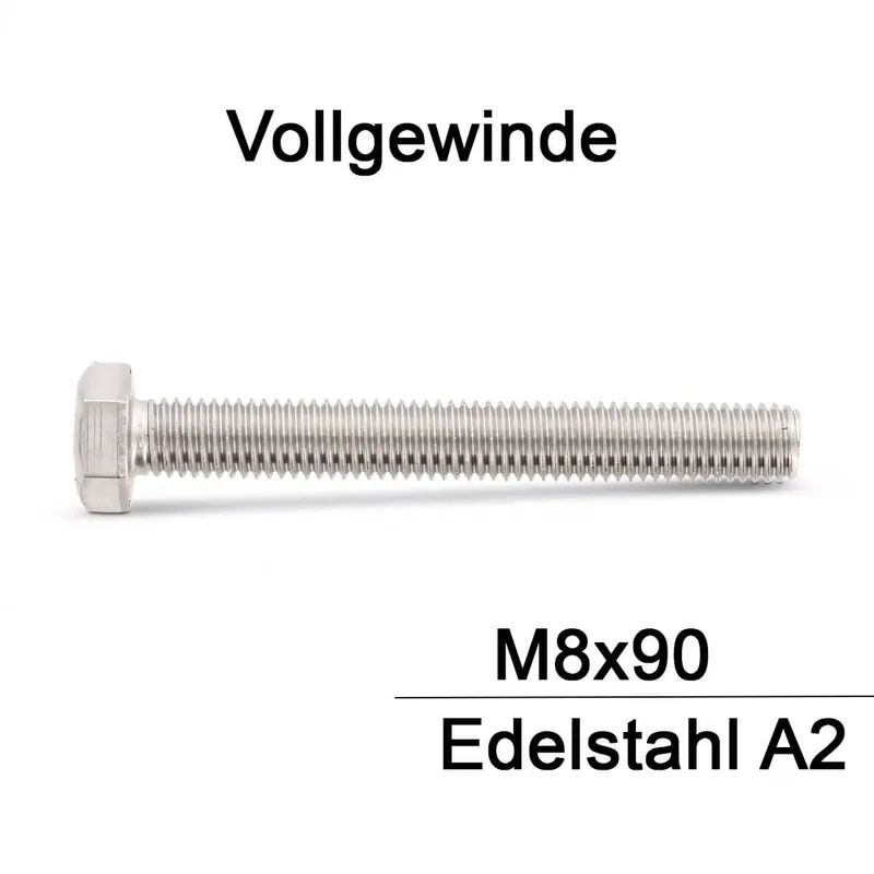 Bestseller Sechskantschrauben ISO 4017 (=DIN 933) - M8x90 - Sechskantkopf - Vollgewinde - A2 - 50 Stück