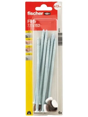 Zertifiziert Fensterrahmenschraube FFS mit Abdeckkappen - Fischer 7,5x152 - 6 Stück