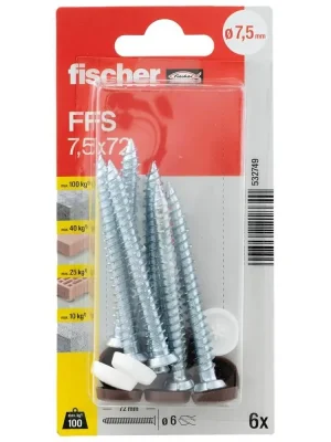 Fensterrahmenschraube FFS mit Abdeckkappen - Fischer 7,5x72 - 6 Stück Preisknaller