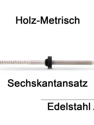 Stockschrauben - Sechskantansatz - montiert mit EPDM-Dichtung schwarz - A2 Geprüft