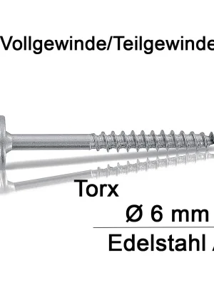 Begrenztes Angebot Holzbauschrauben - Ø 6 mm - Tellerkopf - TX - Schneidkerbe - A2