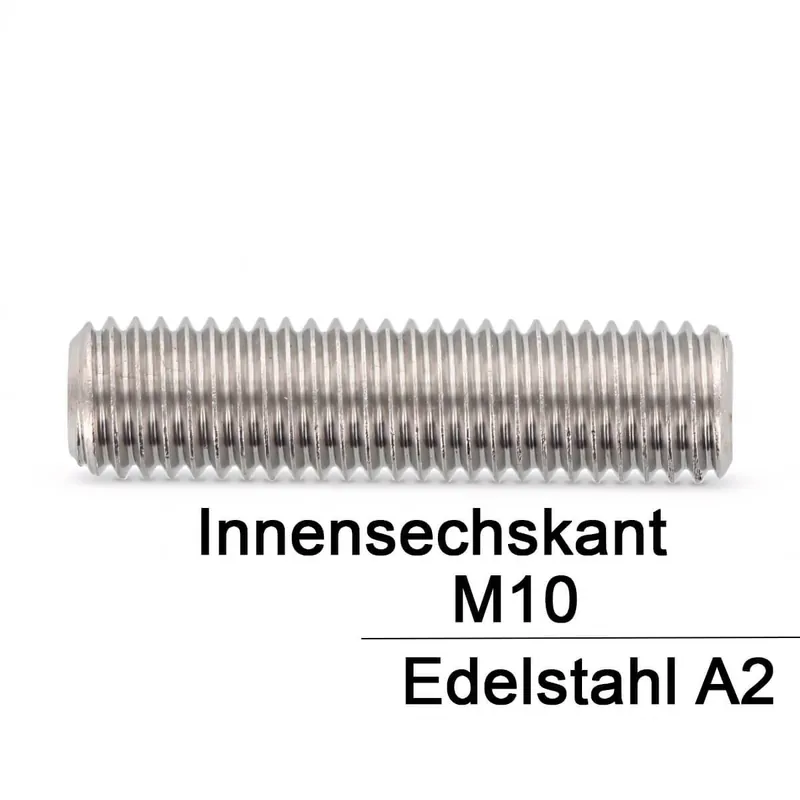 Neu Gewindestifte ISO 4026 - M10x25 - Kegelkuppe und Innensechskant - A2 - 100 Stück