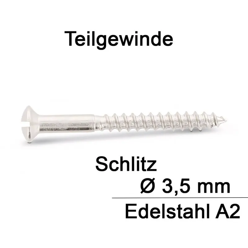 Rabatt Linsensenk-Holzschraube DIN 95 - 3,5x50 - Schlitz - A2 - 200 Stück