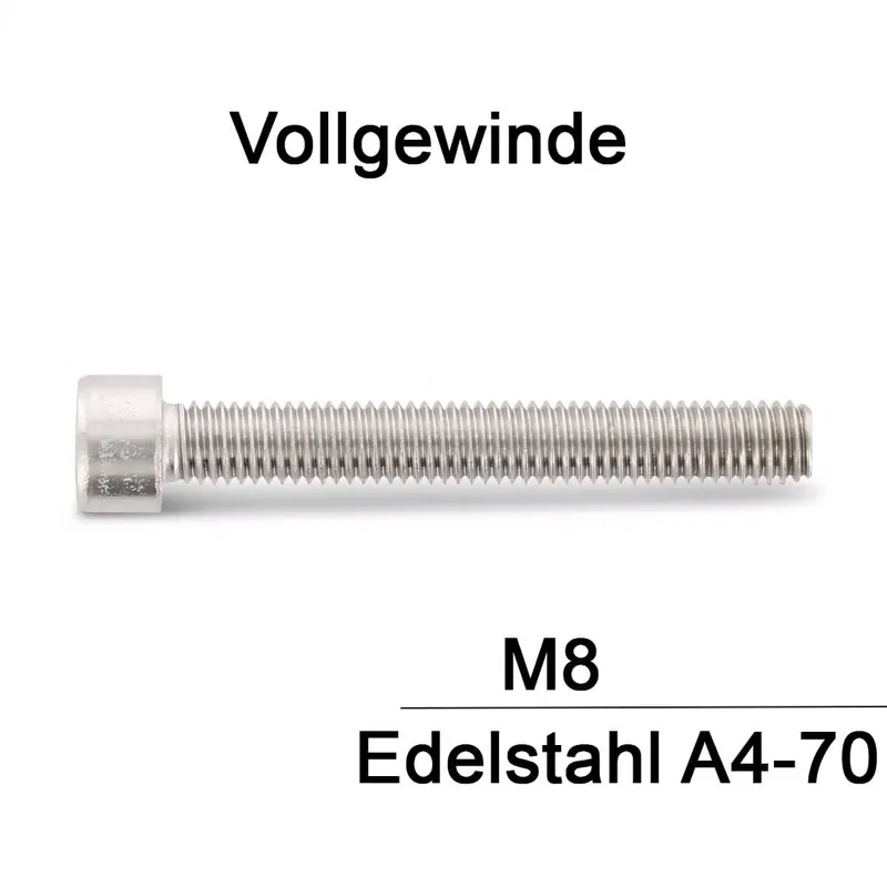 Zylinderschrauben ISO 4762 (=DIN 912) - M8x90 - Innensechskant - Vollgewinde - A4 - 50 Stück Jetzt Kaufen
