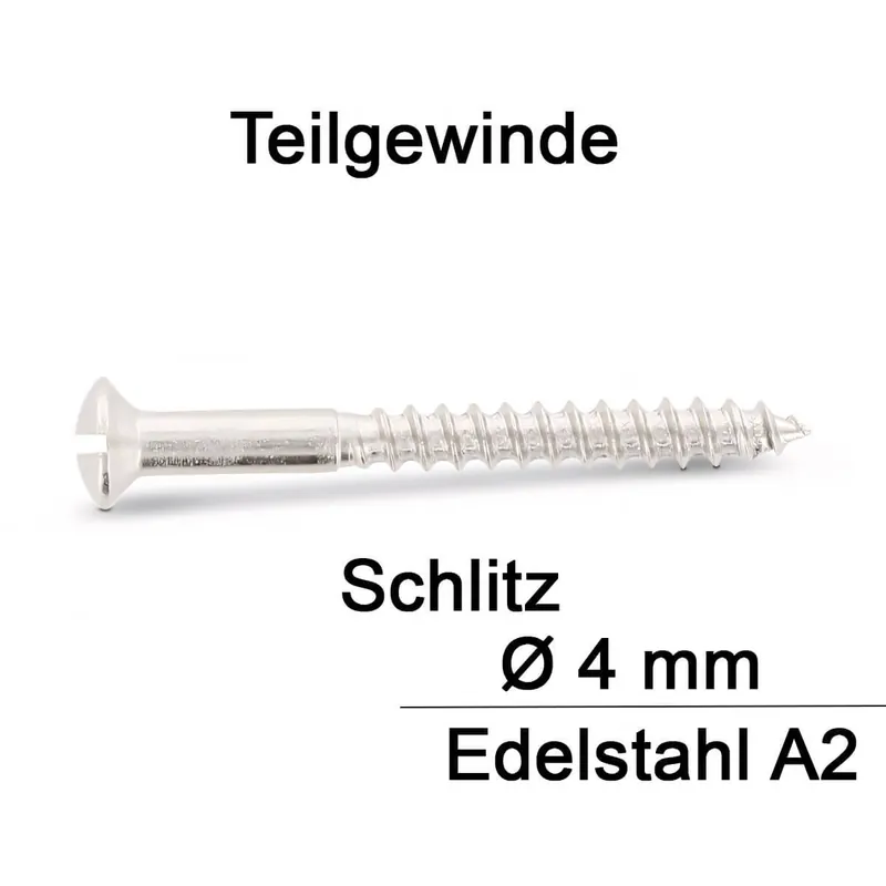 Aktuell Holzschrauben DIN 95 - 4x25 - Linsensenkkopf - Schlitz - A2 - 200 Stück