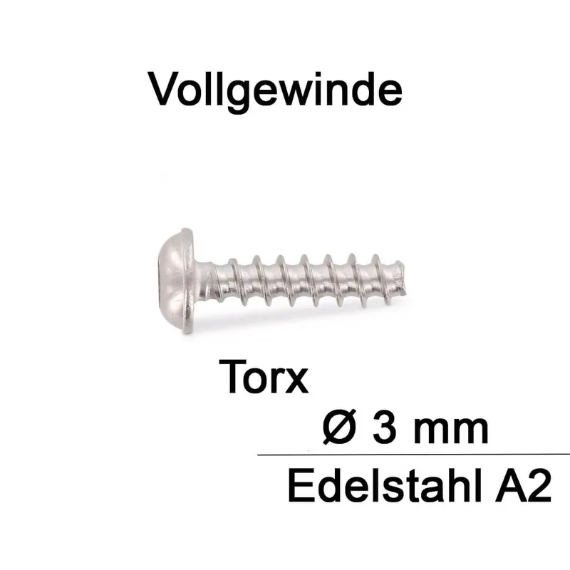 Ausverkauf Rundkopfschrauben für Thermoplaste mit Flansch - 3x14 - A2 - TX - 500 Stück