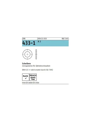Aktuell Scheiben für Zylinderschrauben - DIN 433 - Edelstahl A2